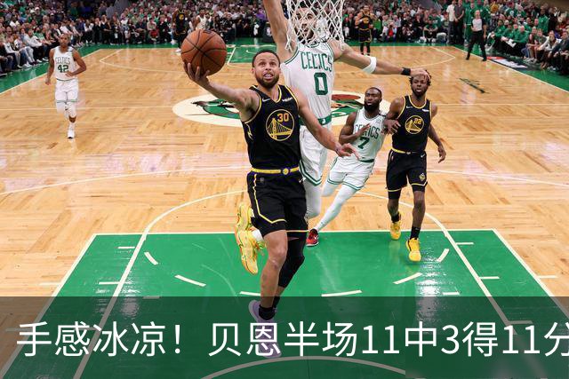 手感冰凉！贝恩半场11中3得11分3板2助2断 三分球6投1中